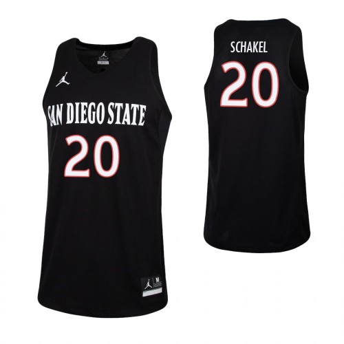 Mens San Diego State Aztecs #20 Jordan Schakel 2016 Black White Jordan College Basketball Game Jersey