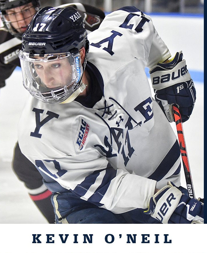 Mens Yale Bulldogs #17 Kevin O'Neil White Under Armour ECAC College Hockey Game Jersey