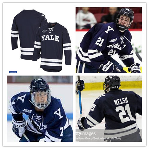 Mens Yale Bulldogs Custom Ray Giroux Kenny Agostino Chris Higgins Alex Lyon Navy Under Armour Hockey Jersey