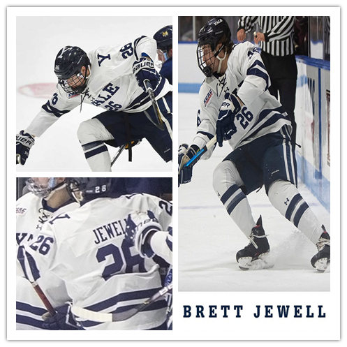 Mens Yale Bulldogs #26 Brett Jewell White Under Armour ECAC College Hockey Game Jersey