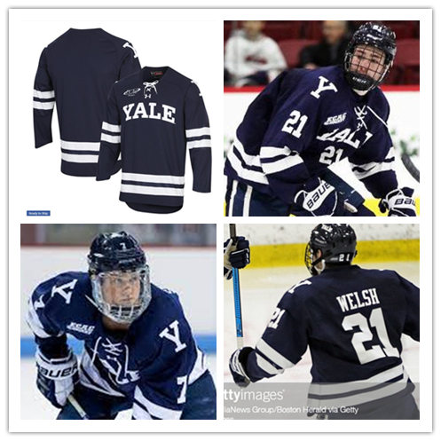Youth Yale Bulldogs Custom Navy Under Armour College Hockey Game Jersey
