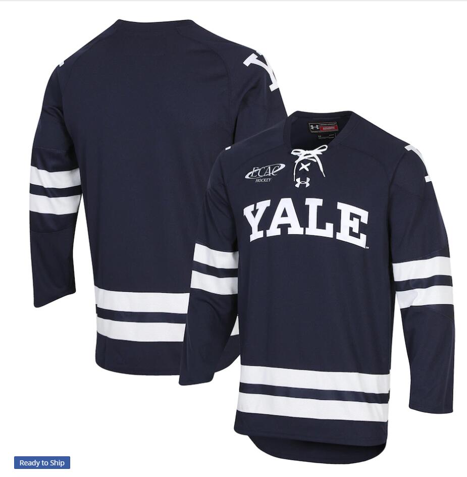 Mens Yale Bulldogs Blank Navy Under Armour ECAC College Hockey Team Jersey