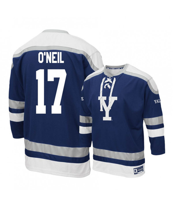 Mens Yale Bulldogs #17 Kevin O'Neil Navy Gemini ECAC College Hockey Retro Jersey