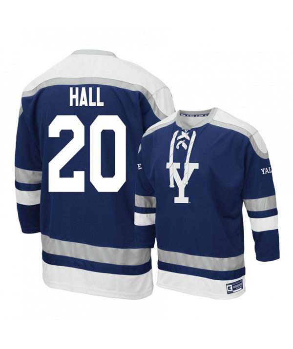 Mens Yale Bulldogs #20 Curtis Hall Navy Gemini ECAC College Hockey Retro Jersey