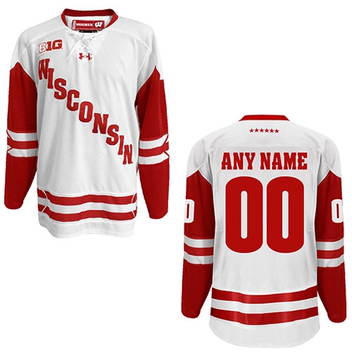 Mens Wisconsin Badgers Custom Gary Suter Bruce Driver Max Zimmer Ryan McDonagh CHRIS CHELIOS White Hockey Jersey