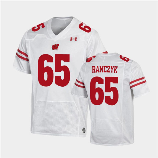 Mens Wisconsin Badgers #65 Ryan Ramczyk White Stitched Under Armour College Football Jersey 