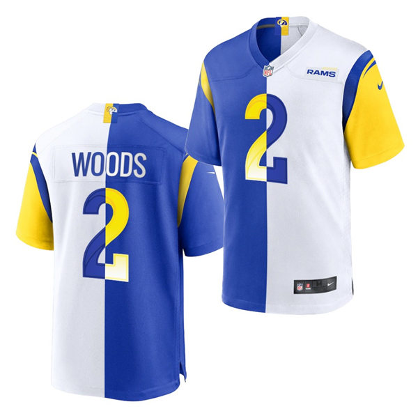 Mens Los Angeles Rams #2 Robert Woods Nike Royal White Split Two-Tone Jersey
