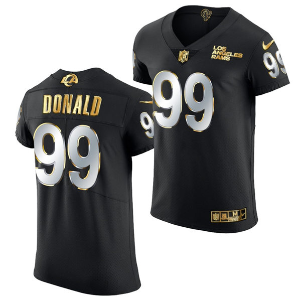 Mens Los Angeles Rams #99 Aaron Donald 2021 Nike Black Golden Edition Vapor Limited Jersey