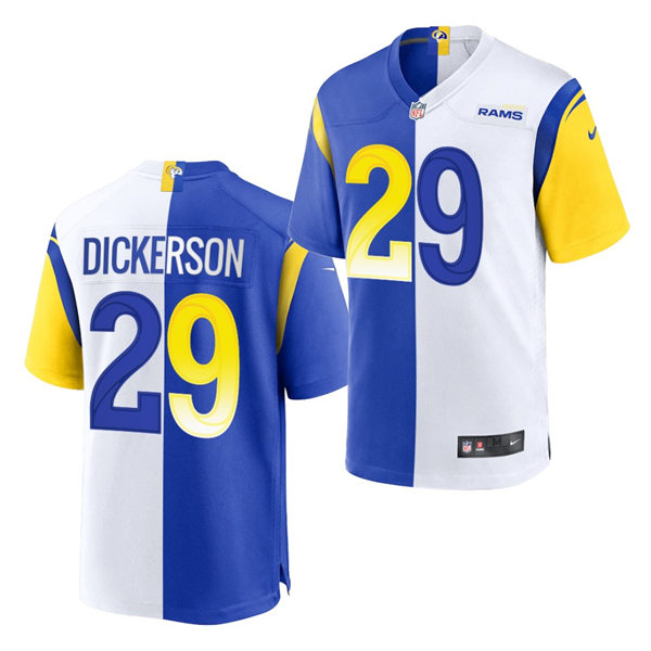 Mens Los Angeles Rams Retired Player #29 Eric Dickerson Nike Royal White Split Two-Tone Jersey