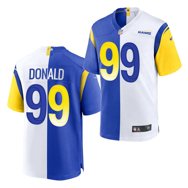 Mens Los Angeles Rams #99 Aaron Donald Nike Royal White Split Two-Tone Jersey