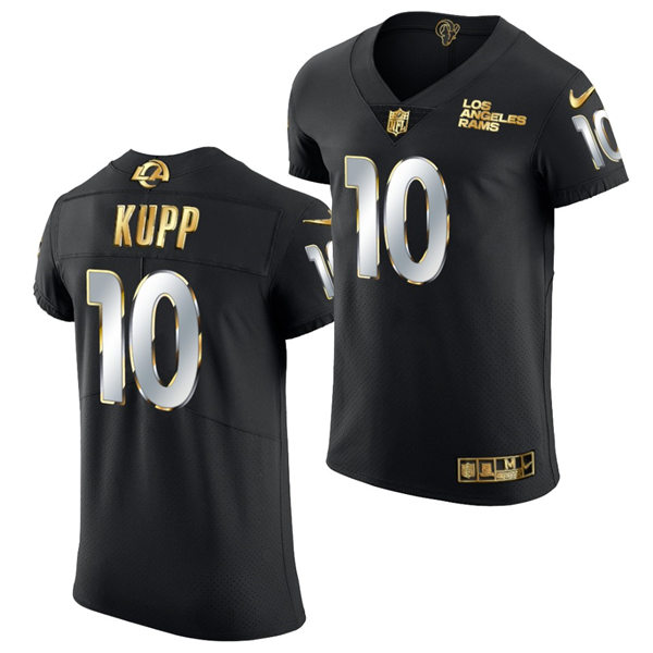 Mens Los Angeles Rams #10 Cooper Kupp 2021 Nike Black Golden Edition Vapor Limited Jersey