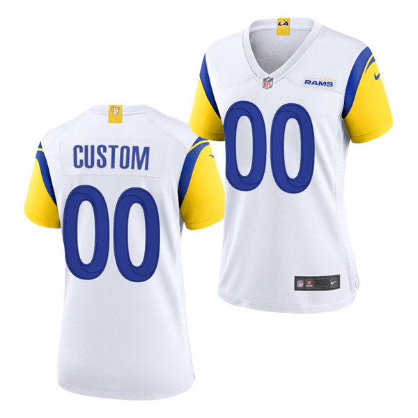 Womens Los Angeles Rams Custom Deacon Jones Merlin Olsen Isaac Bruce Jack Youngblood Jackie Slater Marshall Faulk Nike White Modern Throwback Jersey