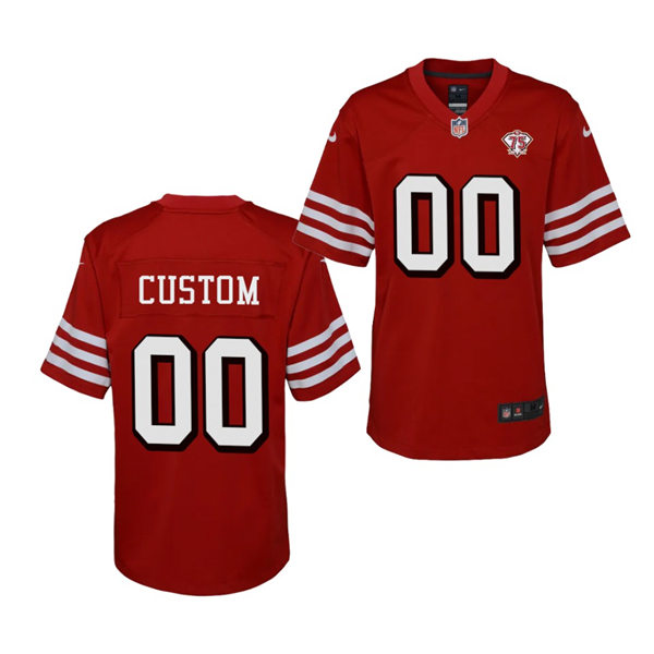 Youth San Francisco 49ers Custom Y. A. Tittle Dwight Clark Tom Rathman Terrell Owens Nike Scarlet 75th Anniversary Jersey