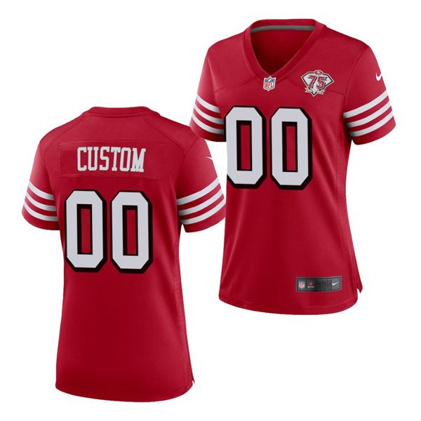 Womens San Francisco 49ers Custom O.J. Simpson Ronnie Lott Terrell Owens Randy Moss Nike Scarlet 75th Anniversary Jersey