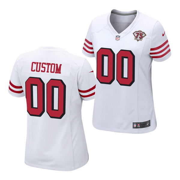 Womens San Francisco 49ers Custom Ricky Watters Chris Doleman Terrell Owens Randy Moss Bryant Young Nike White 75th Anniversary Jersey