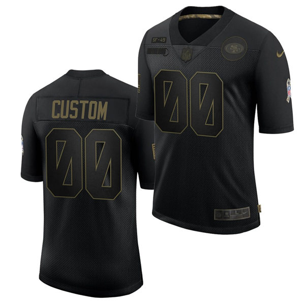 Mens San Francisco 49ers Custom Y. A. Tittle Dwight Clark Tom Rathman Terrell Owens 2020 Salute To Service Black Limited Jersey