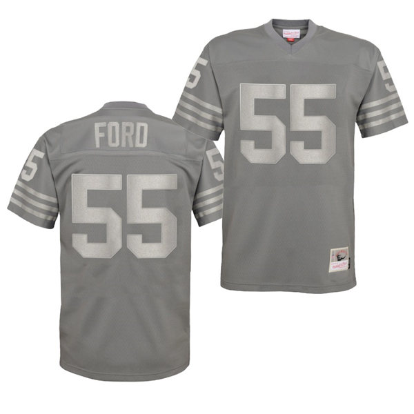 Mens San Francisco 49ers #55 Dee Ford Charcoal Metal Mitchell & Ness Throwback Jersey