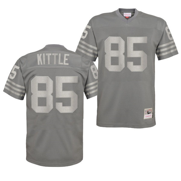 Mens San Francisco 49ers #85 George Kittle Charcoal Metal Mitchell & Ness Throwback Jersey