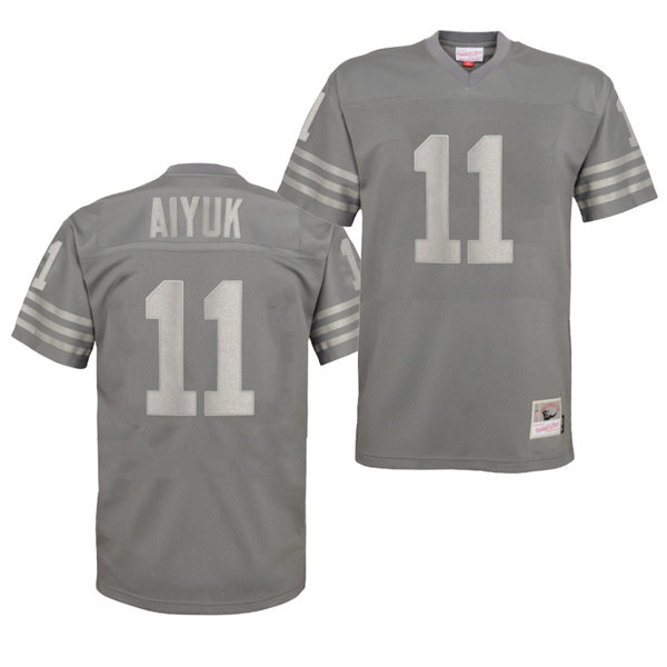 Mens San Francisco 49ers #11 Brandon Aiyuk Charcoal Metal Mitchell & Ness Throwback Jersey