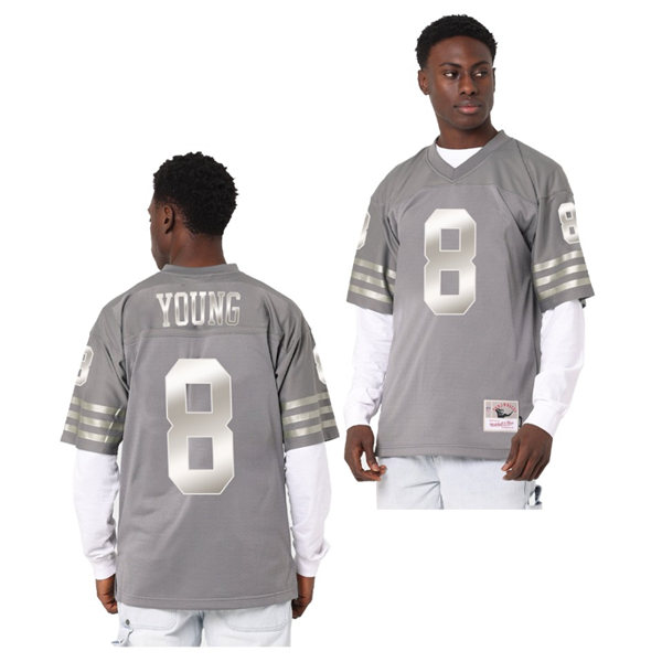 Mens San Francisco 49ers #8 Steve Young Charcoal Metal Mitchell & Ness Throwback Jersey