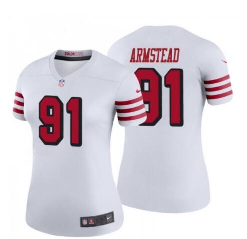 Womens San Francisco 49ers #91 Arik Armstead Nike White Retro 1994 75th Anniversary Throwback Classic Limited Jersey