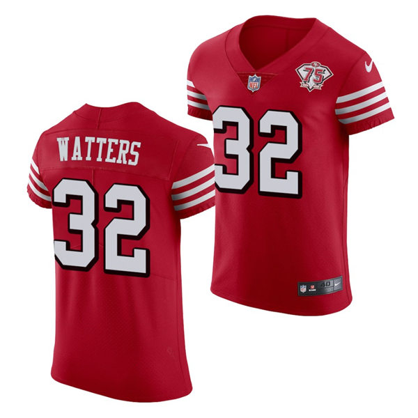 Mens San Francisco 49ers Retired Player #32 Ricky Watters Nike Scarlet Retro 1994 75th Anniversary Throwback Classic Limited Jersey