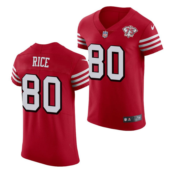 Mens San Francisco 49ers Retired Player #80 Jerry Rice Nike Scarlet Retro 1994 75th Anniversary Throwback Classic Limited Jersey
