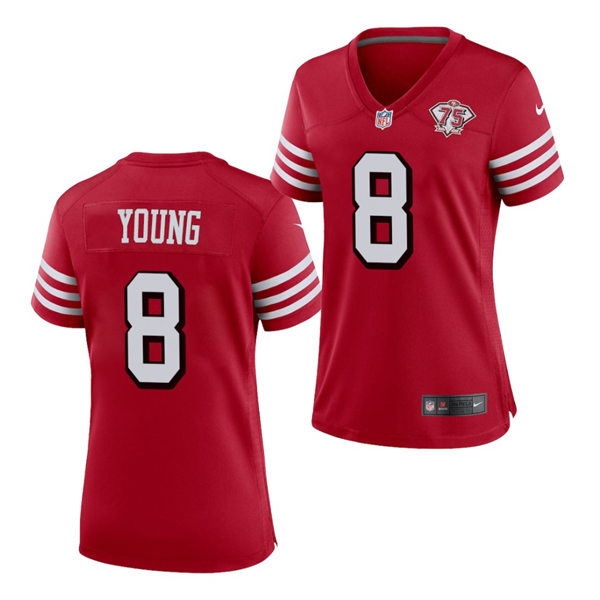 Womens San Francisco 49ers #8 Steve Young Nike Scarlet Retro 1994 75th Anniversary Throwback Classic Limited Jersey