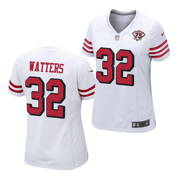 Womens San Francisco 49ers #32 Ricky Watters Nike White Retro 1994 75th Anniversary Throwback Classic Limited Jersey