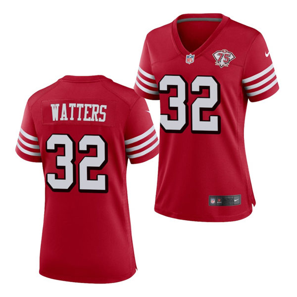 Womens San Francisco 49ers #32 Ricky Watters Nike Scarlet Retro 1994 75th Anniversary Throwback Classic Limited Jersey