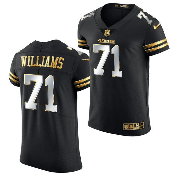 Mens San Francisco 49ers #71 Trent Williams 2021 Nike Black Golden Edition Vapor Limited Jersey 