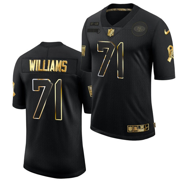 Mens San Francisco 49ers #71 Trent Williams Nike 2020 Salute to Service Black Golden Limited Jersey