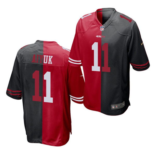 Mens San Francisco 49ers #11 Brandon Aiyuk Nike Scarlet Black Split Two Tone Jersey