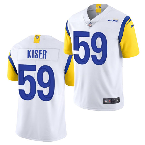 Mens Los Angeles Rams #59 Micah Kiser 2021 Nike White Modern Throwback Vapor Limited Jersey
