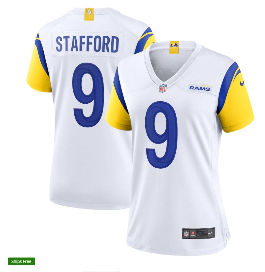 Womens Los Angeles Rams #9 Matthew Stafford 2021 Nike White Modern Throwback Vapor Limited Jersey
