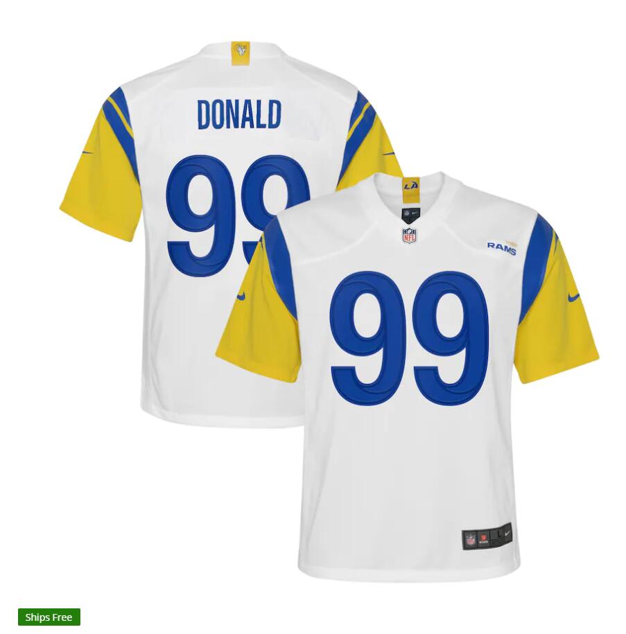 Youth Los Angeles Rams #99 Aaron Donald 2021 Nike White Modern Throwback Vapor Limited Jersey

