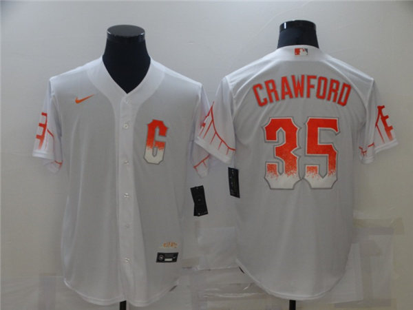 Mens San Francisco Giants #35 Brandon Crawford Nike White 2021 City Connect Jersey