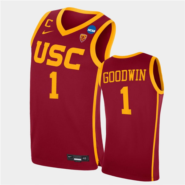 Mens USC Trojans #1 Chevez Goodwin Nike Cardinal College Basketball Jersey