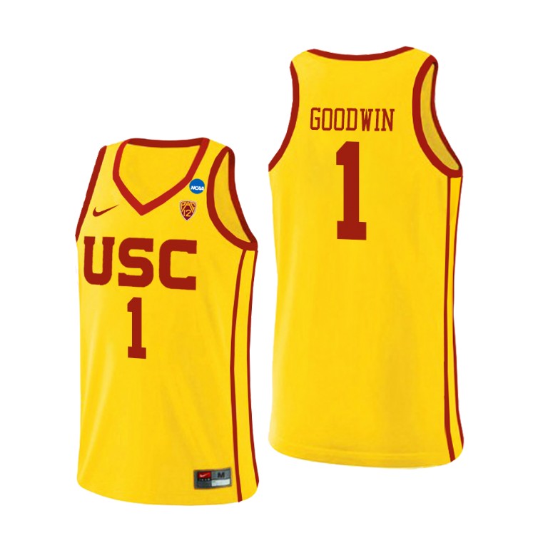 Mens USC Trojans #1 Chevez Goodwin Nike Yellow Alternate College Basketball Jersey