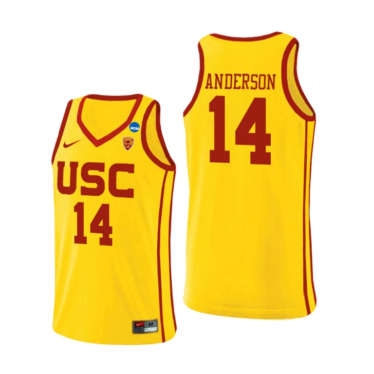 Mens USC Trojans #14 McKay Anderson Nike Yellow Alternate College Basketball Jersey