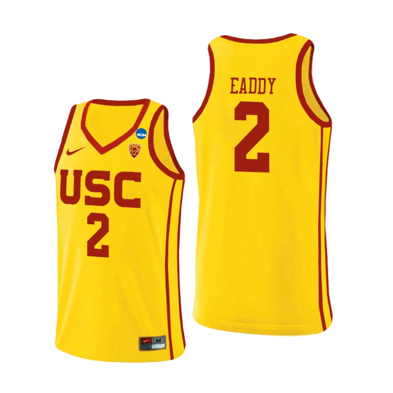 Mens USC Trojans #2 Tahj Eaddy Nike Yellow Alternate College Basketball Jersey