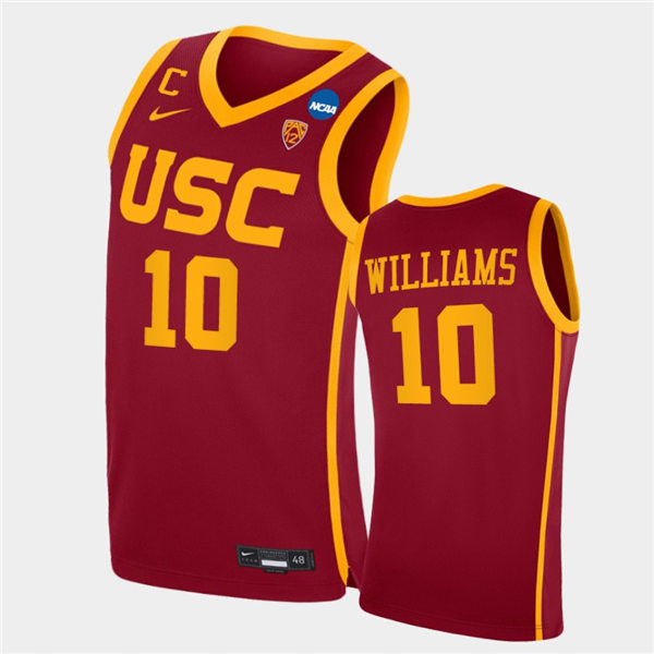 Mens USC Trojans #10 Gus Williams Nike Cardinal College Basketball Jersey