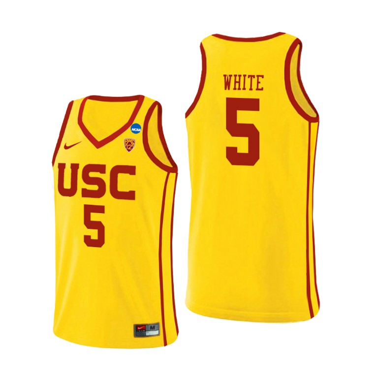 Mens USC Trojans #5 Isaiah White Nike Yellow Alternate College Basketball Jersey