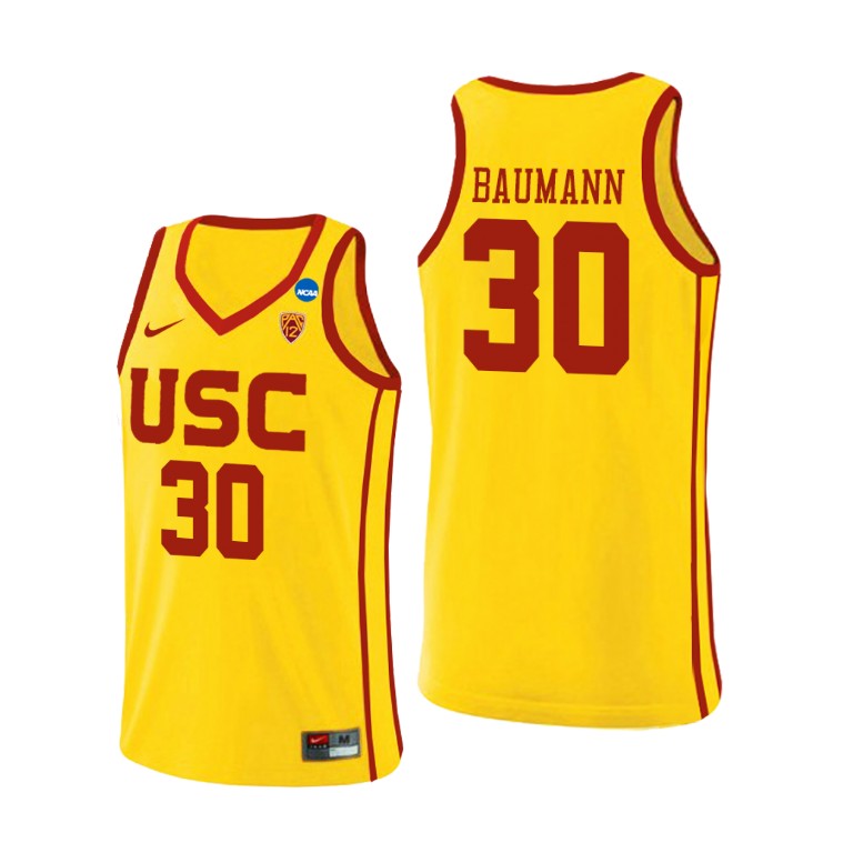 Mens USC Trojans #30 Noah Baumann Nike Yellow Alternate College Basketball Jersey