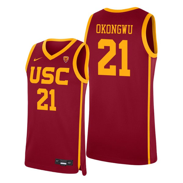 Mens USC Trojans #21 Onyeka Okongwu Nike Cardinal College Basketball Jersey