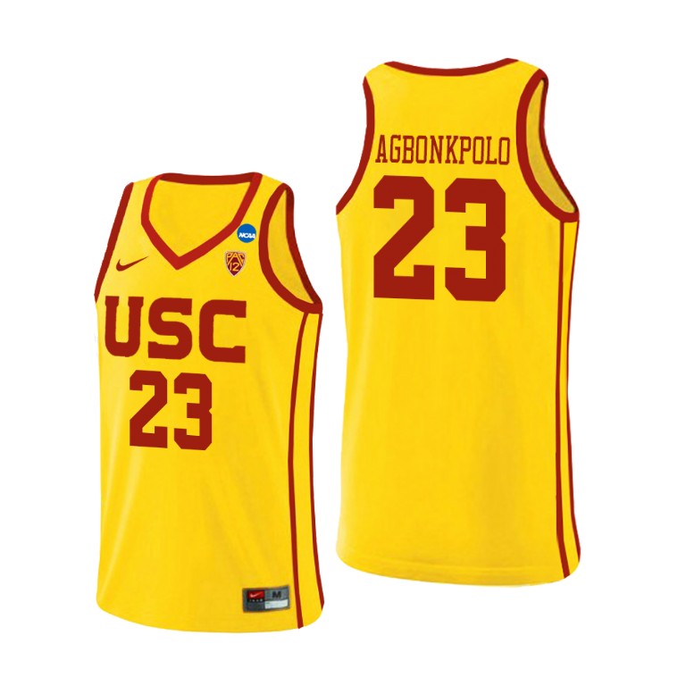 Mens USC Trojans #23 Max Agbonkpolo Nike Yellow Alternate College Basketball Jersey