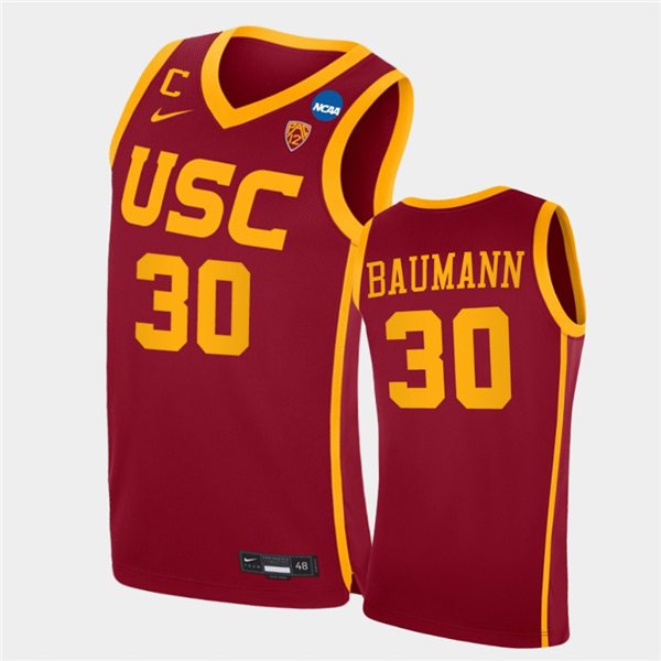 Mens USC Trojans #30 Noah Baumann Nike Cardinal College Basketball Jersey