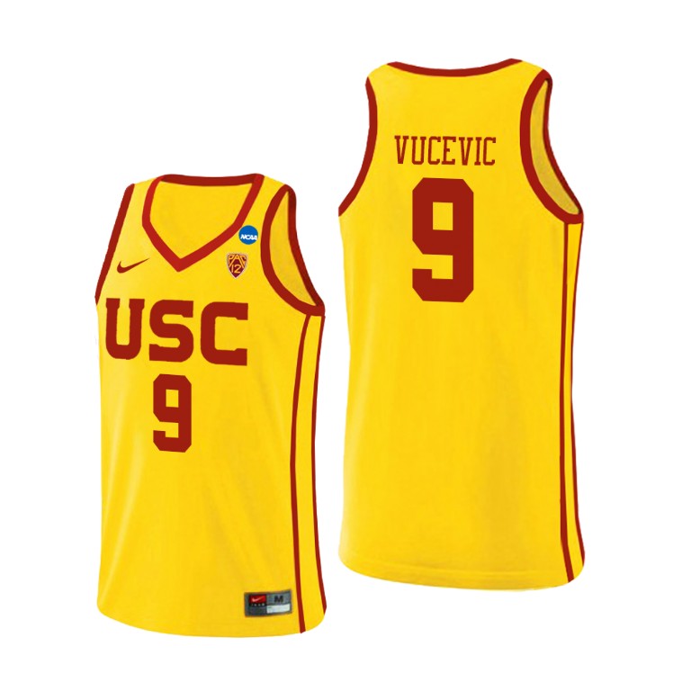 Mens USC Trojans #9 Nikola Vucevic Nike Yellow Alternate College Basketball Jersey