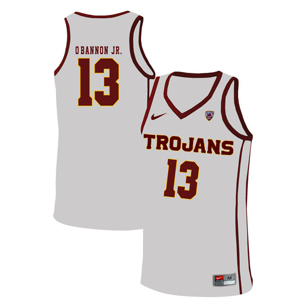Mens USC Trojans #13 Charles O'Bannon Jr. Nike Home White College Basketball Jersey