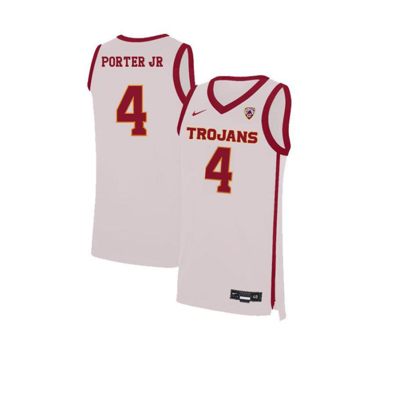 Mens USC Trojans #4 Kevin Porter Jr Nike Home White College Basketball Jersey